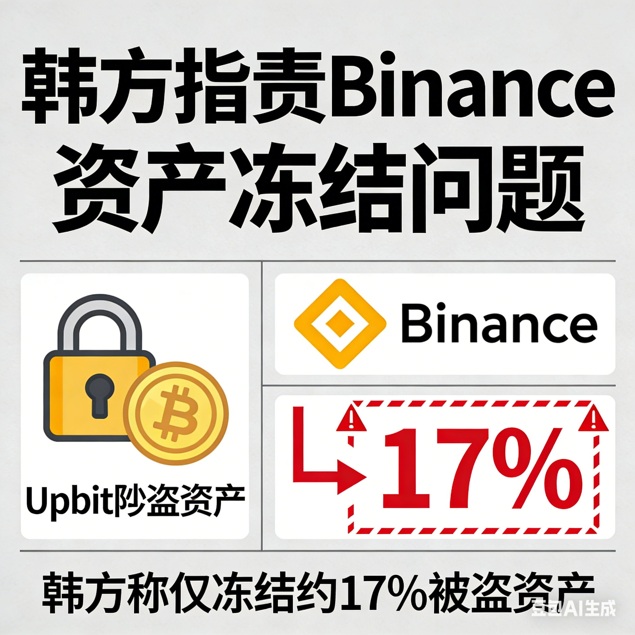 韩方指责Binance未完全冻结Upbit被盗资产，仅冻结约17%